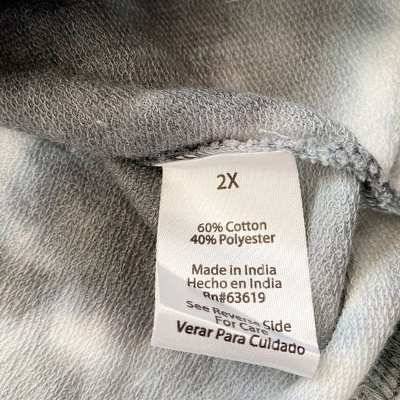 URBAN REBEL Women's Hoodie, Tie Dye Light Hooded Sweatshirt, Gray, 2X - Picture 8 of 9